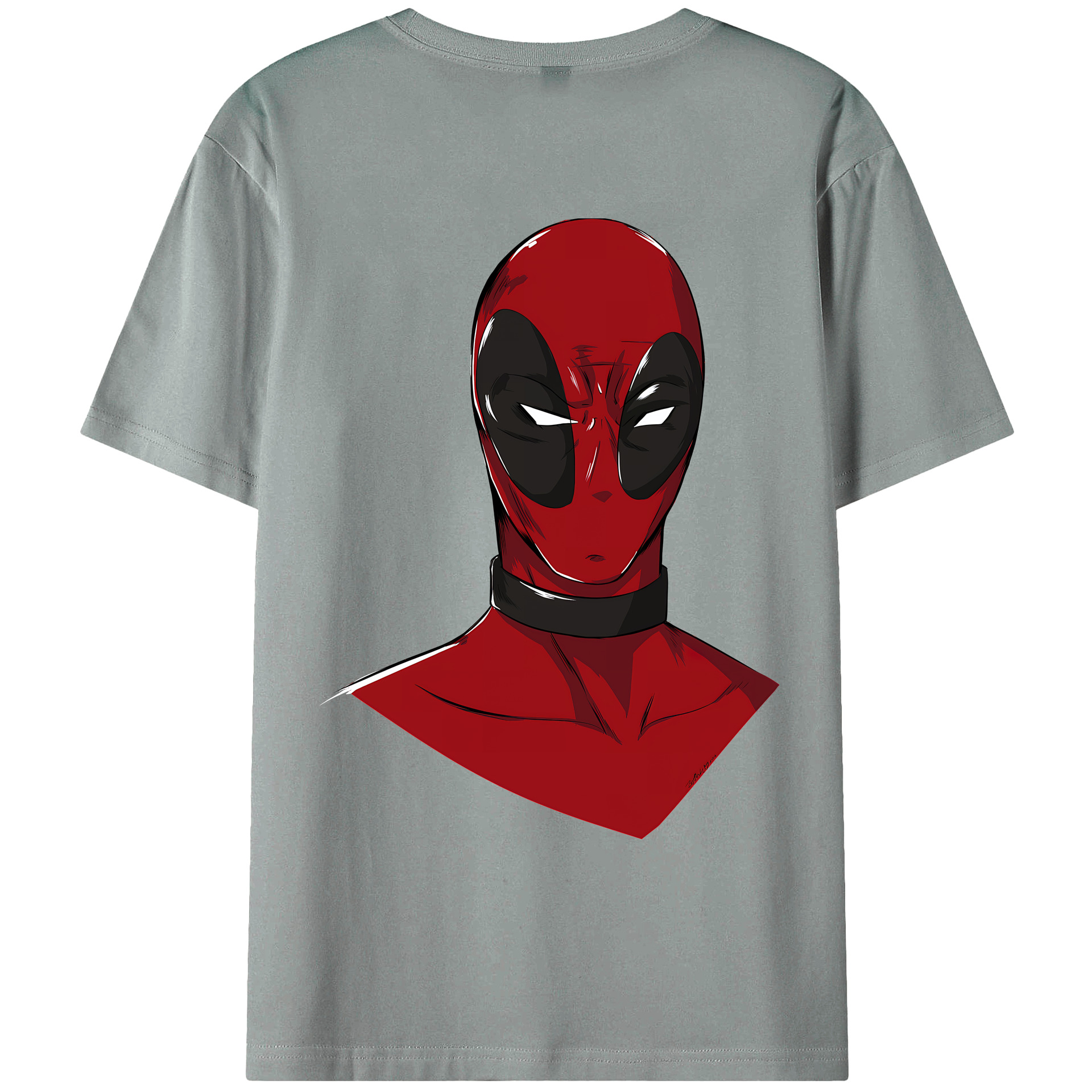 （画像用） Deadpool デッドプール 綿100％ メンズ半袖Tシャツ（バックプリント） 通気性